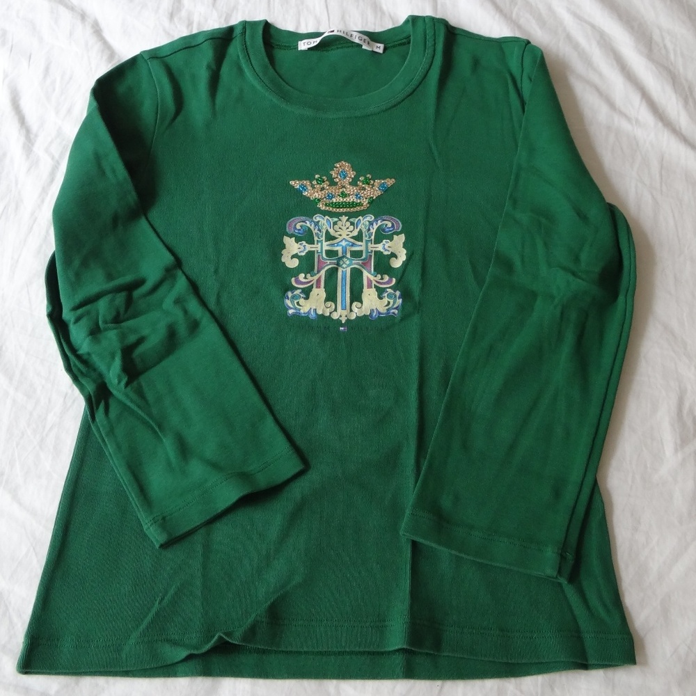 Tommy Hilfiger 3/4 arm tee t-shirt top M sequined